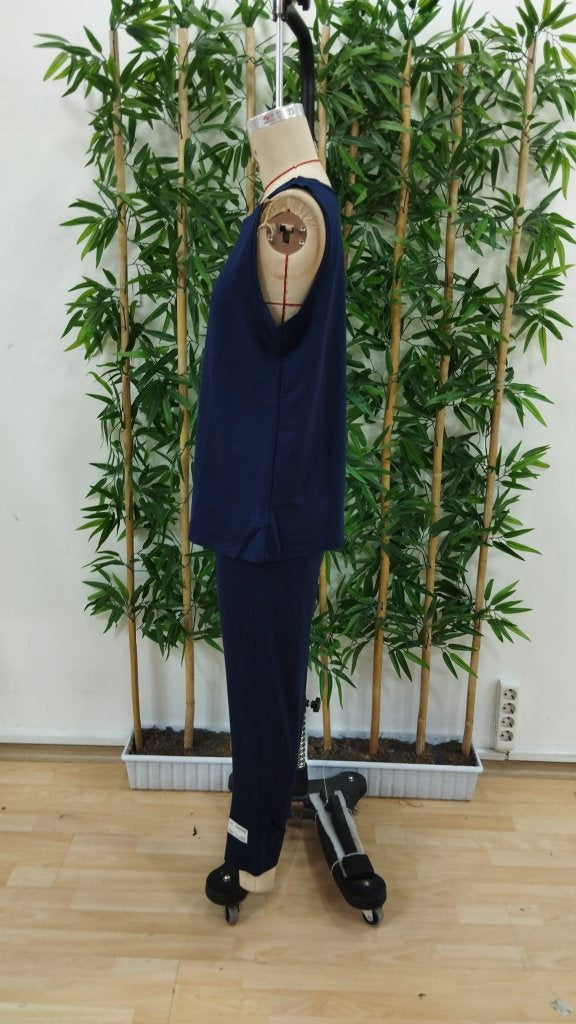 Set trening damă din vâscoză, format din bluză cu bretele și guler rotund, și pantaloni de trening, 26612
