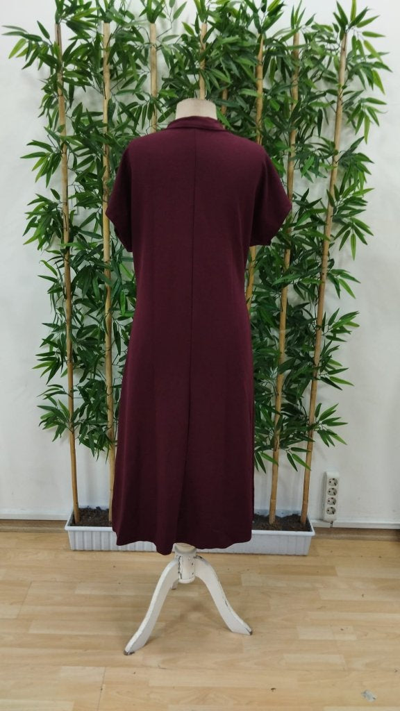 Rochie midi cu mânecă scurtă din viscoză, cu două fire, cu fermoar la gât și tiv, 31384