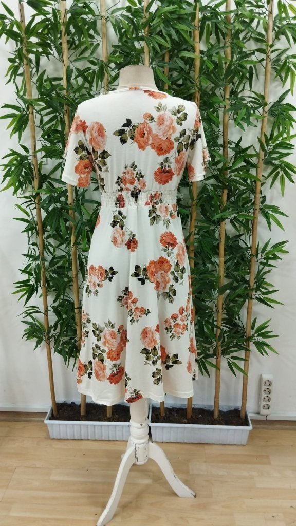 Women's Short Sleeve Wrap Neck Patterned Supima Short Dress, 26915