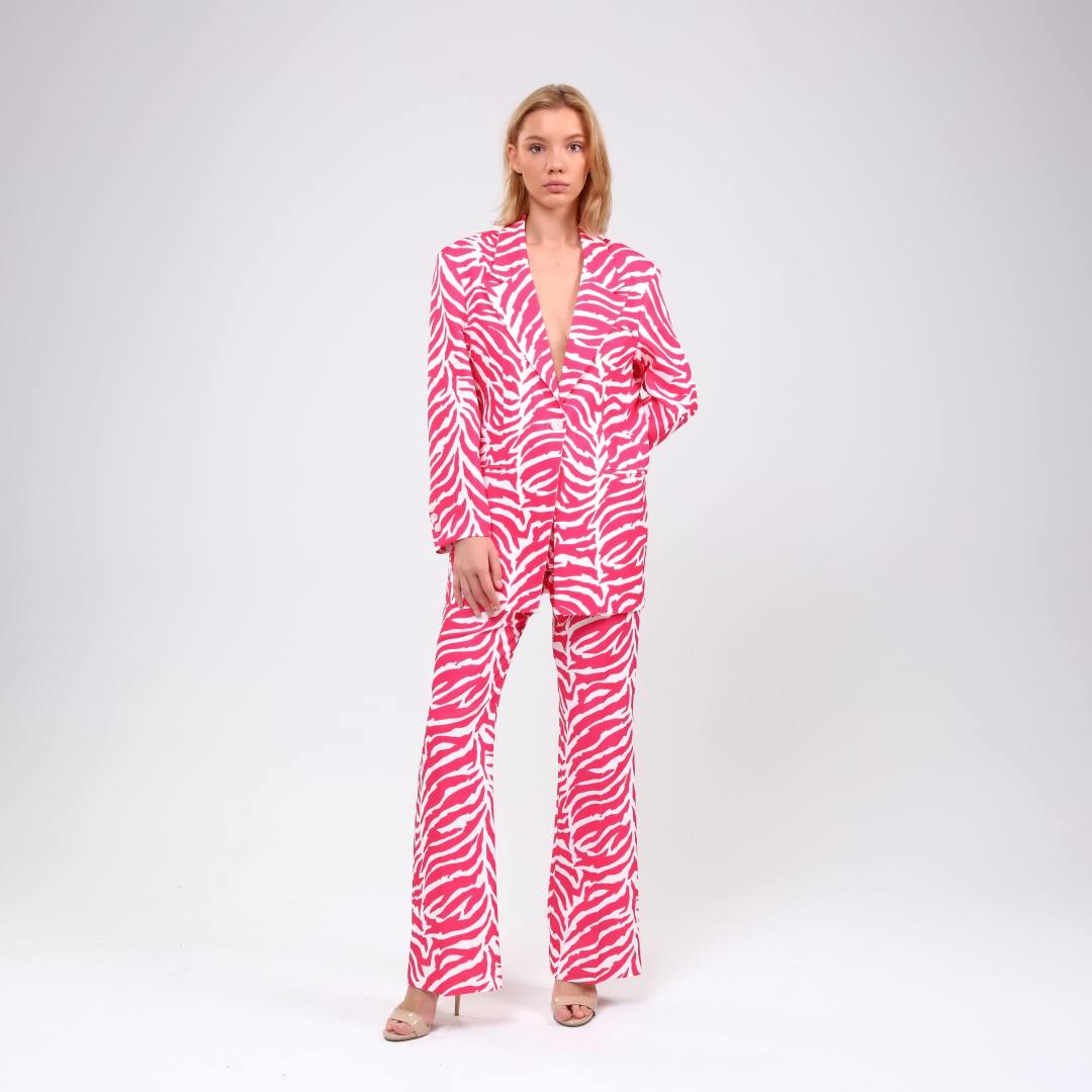 DİJİTAL BASKI ZEBRA DESENLİ CEKET - Fuşya