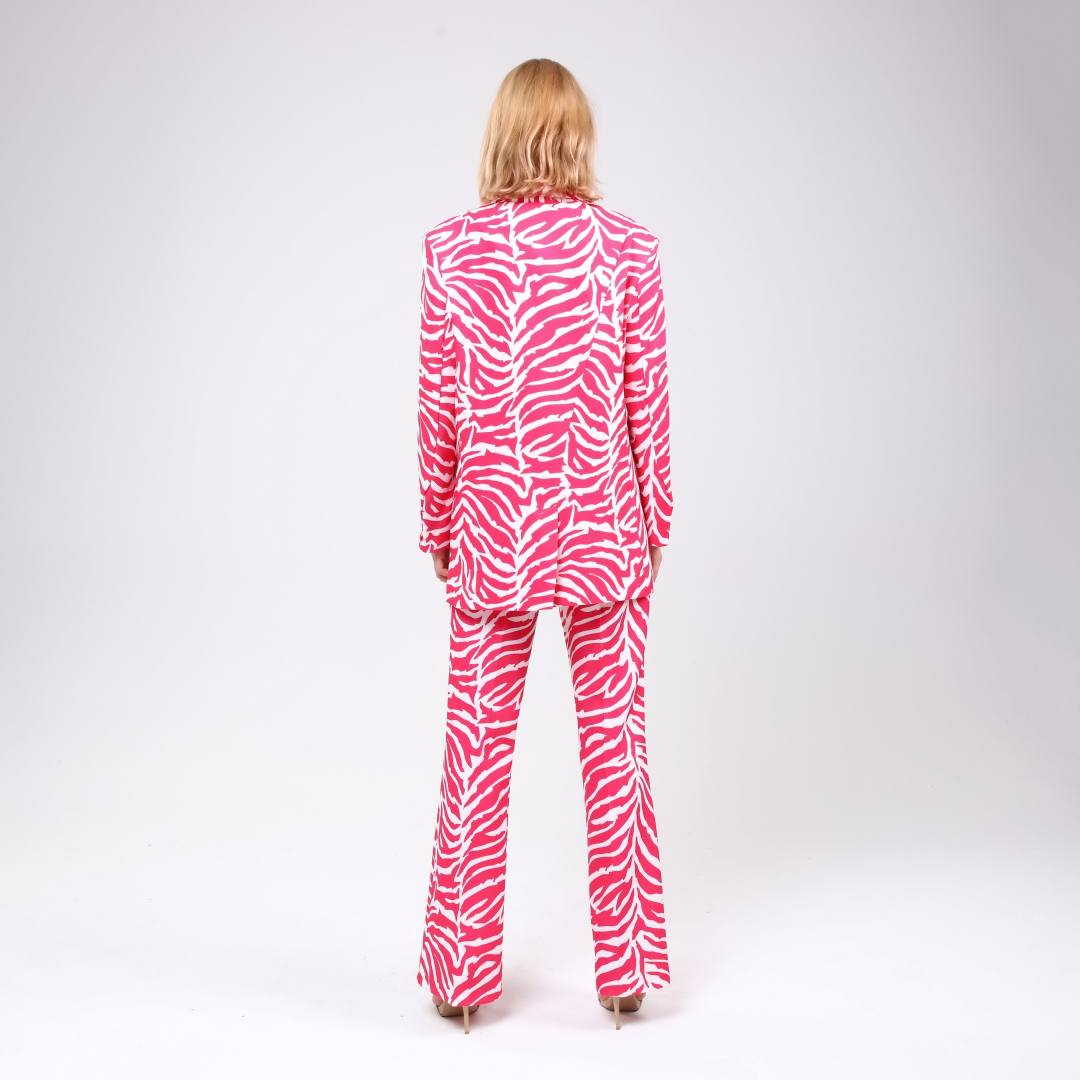 DİJİTAL BASKI ZEBRA DESENLİ CEKET - Fuşya