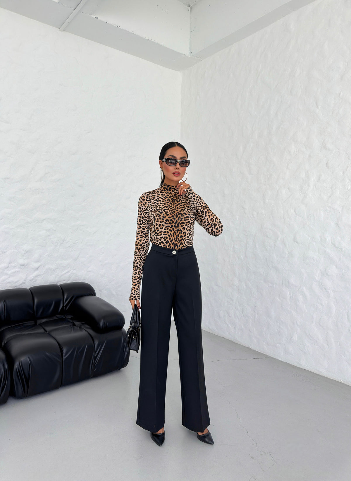 YÜKSEK BEL STRAIGHT FIT PALAZZO PANTOLON - Siyah