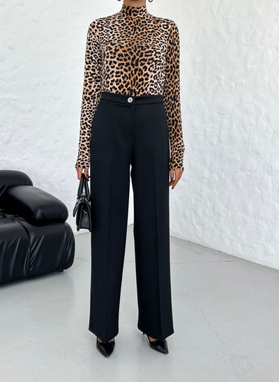 YÜKSEK BEL STRAIGHT FIT PALAZZO PANTOLON - Siyah