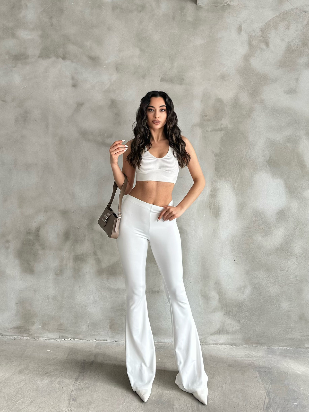 White Flared Trousers