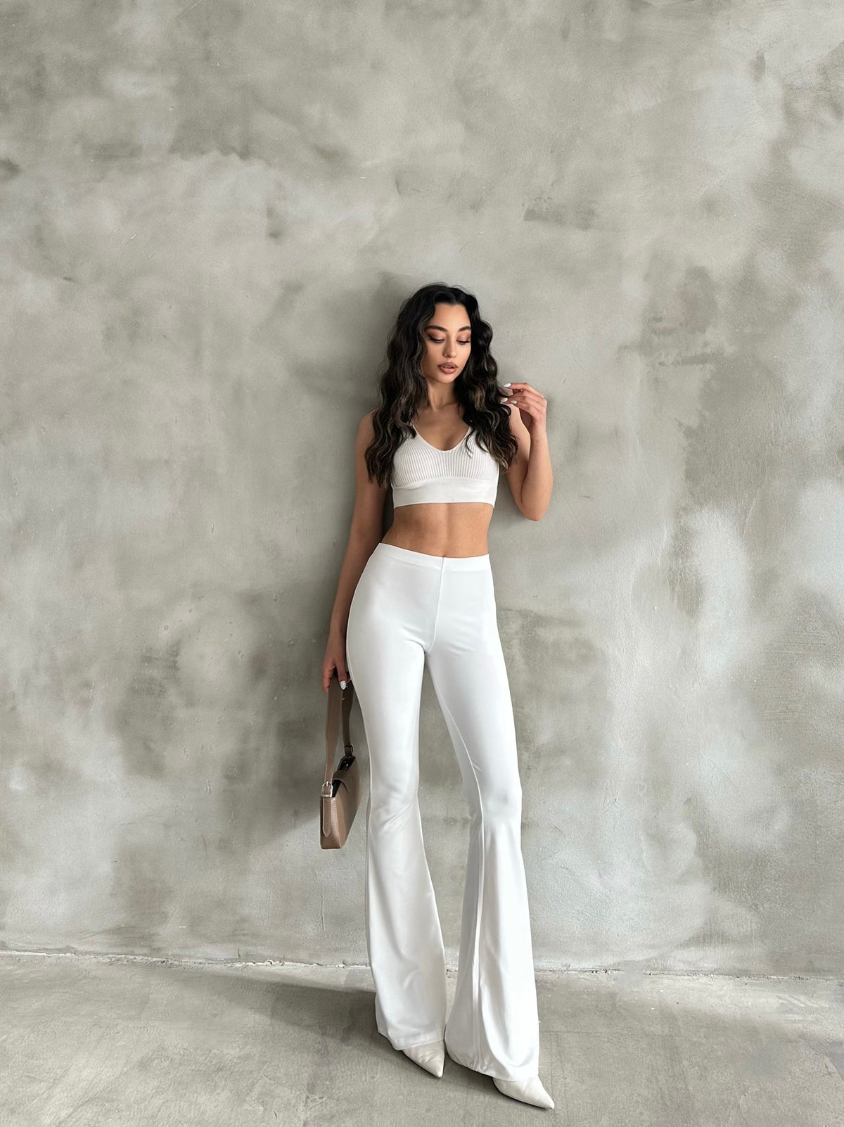 White Flared Trousers