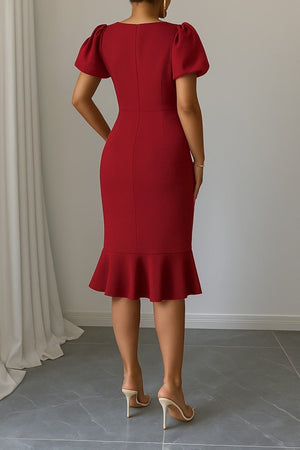 Rochie de damă cu mânecă scurtă, decolteu rotund, plisată, din crep strălucitor, 25060