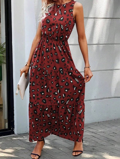 Rochie Supreme pentru femei, fără mâneci, cu guler rotund, talie elastică, model, 25085