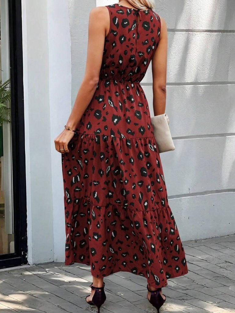 Rochie Supreme pentru femei, fără mâneci, cu guler rotund, talie elastică, model, 25085