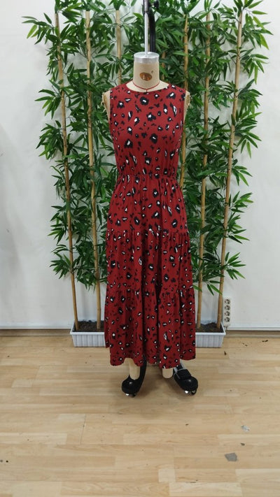 Rochie Supreme pentru femei, fără mâneci, cu guler rotund, talie elastică, model, 25085