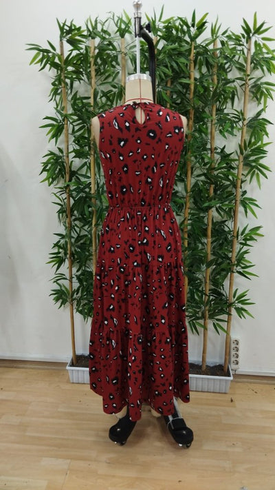 Rochie Supreme pentru femei, fără mâneci, cu guler rotund, talie elastică, model, 25085