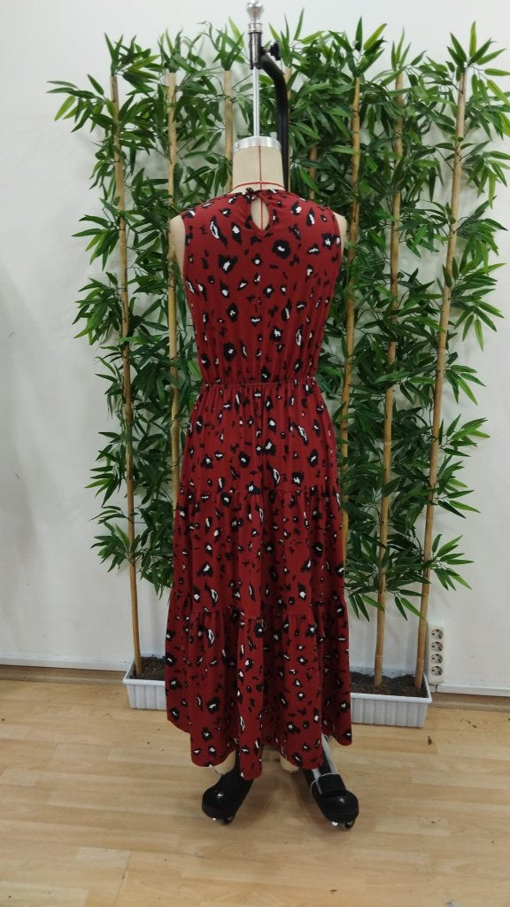 Rochie Supreme pentru femei, fără mâneci, cu guler rotund, talie elastică, model, 25085