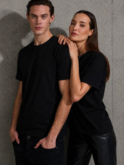 Bluz basic unisex cu guler rotund, mânecă scurtă, vâscoză, 34557