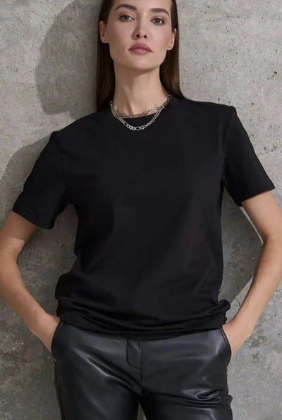 Unisex Kısa Kollu Bisiklet Yaka Basic Viskon Bluz, 34557