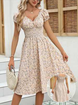 Rochie Supreme pentru femei, cu mânecă scurtă, decolteu înfășurat, talie elastică, model floral, 25204