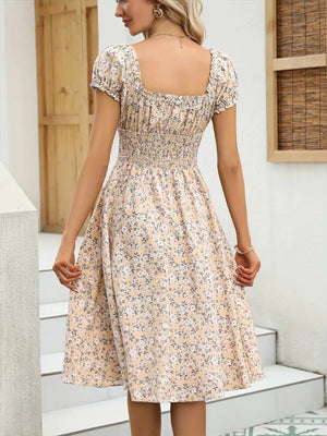 Rochie Supreme pentru femei, cu mânecă scurtă, decolteu înfășurat, talie elastică, model floral, 25204