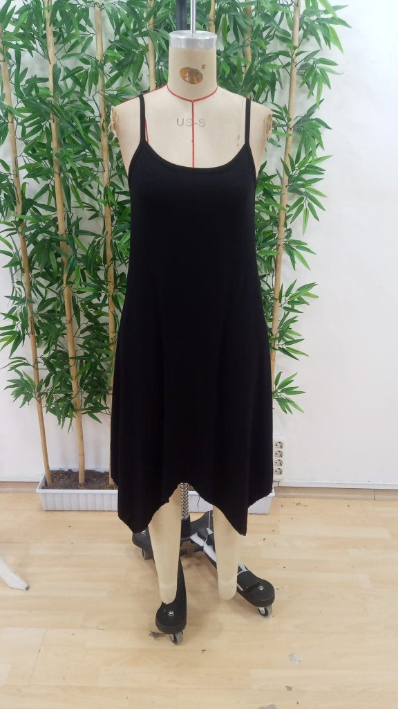 Rochie asimetrică din viscoză, cu guler rotund și bretele, pentru femei, 25231
