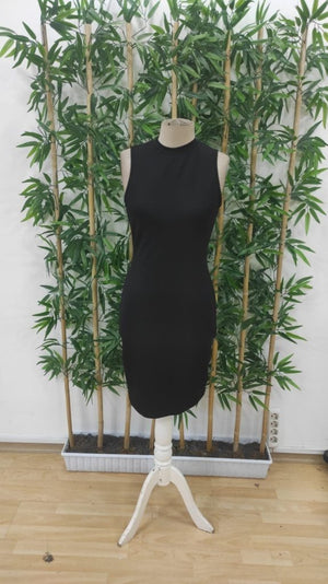 Rochie de damă din crep strălucitor, cu guler rotund și umeri goi, 26725