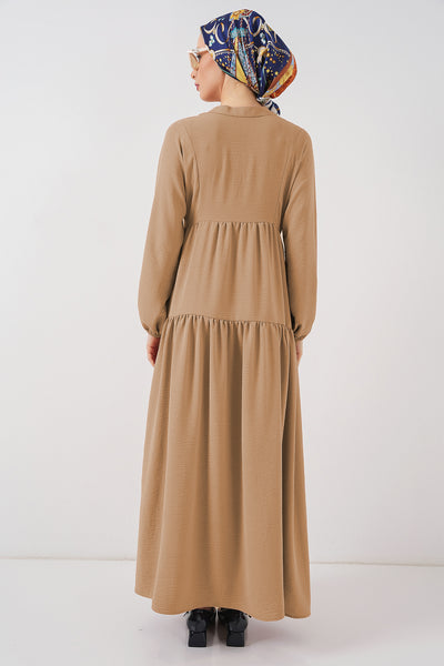 Rochie Lungă Tesettür 2527 - Bej