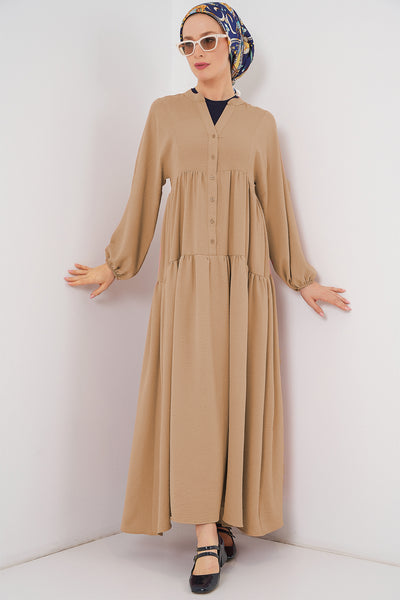 Rochie Lungă Tesettür 2527 - Bej