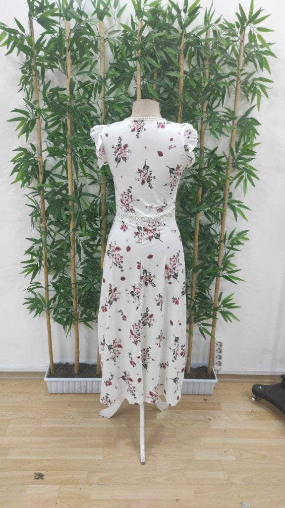 Rochie Supreme pentru femei, cu mânecă scurtă, decolteu în V, model floral, scurtă în față și spate lung, 26246