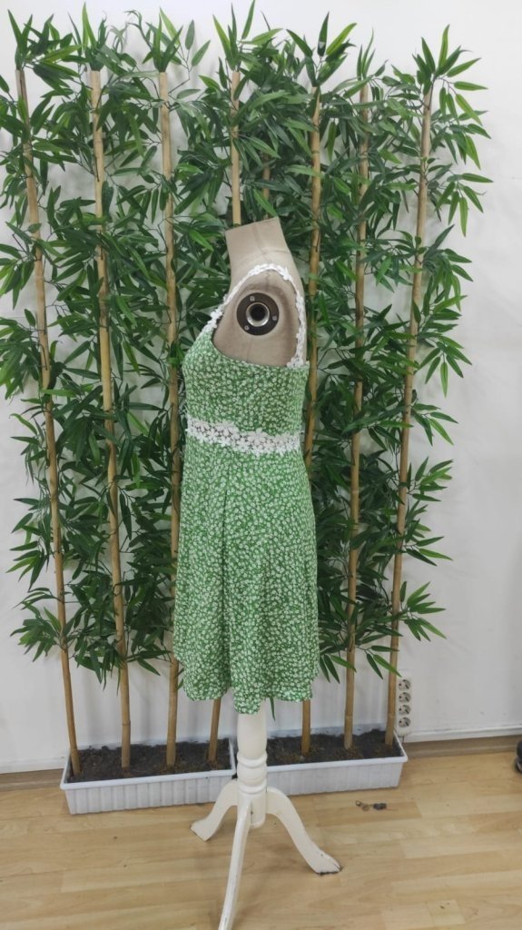Women's Strappy Floral Patterned Lace Collar Supreme Dress, 27509