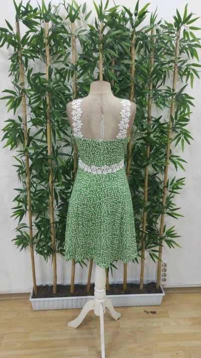 Women's Strappy Floral Patterned Lace Collar Supreme Dress, 27509