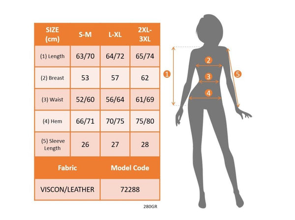 Bluză de damă din viscoză cu mânecă scurtă și guler rotund + vestă din piele crăpată cu fermoar fără mâneci, 25347
