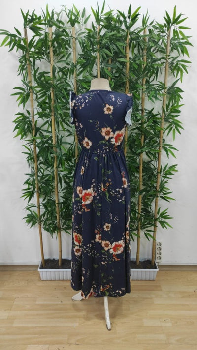Rochie din suprafin cu mânecă scurtă, de damă, cu decolteu în V, imprimeu floral și șliț, 34470
