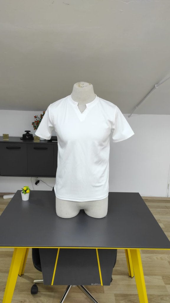 Erkek Kısa Kollu Bisiklet Yaka Burgu Bluz, 25374