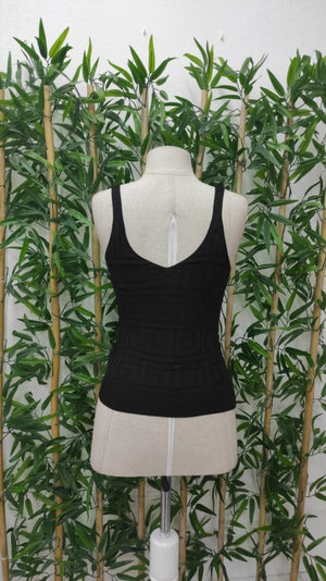 Bluză tricotată cu model geometric și bretele pentru femei, 25414