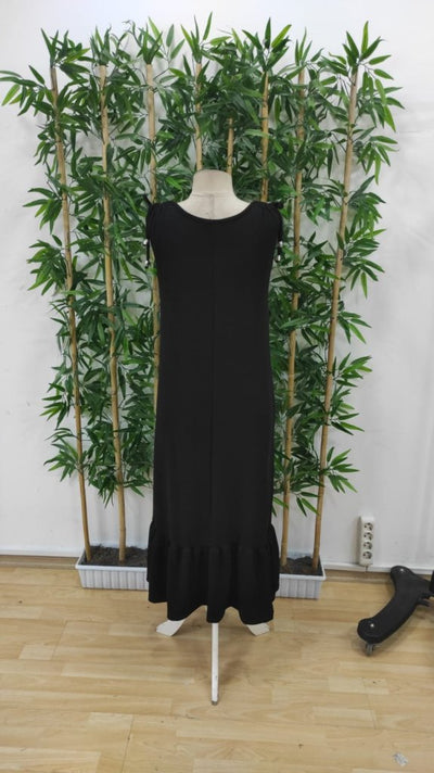 Rochie de damă din crep cu volane, cu guler tip barcă și umeri încrețiți, 34164