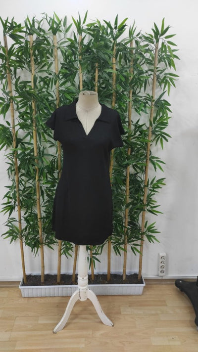 Rochie de damă cu mânecă scurtă și decolteu în V, model creț, 25452
