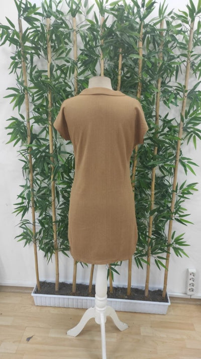 Rochie de damă cu mânecă scurtă și decolteu în V, model creț, 25455