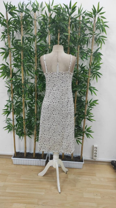 Rochie midi pentru femei, cu bretele subțiri, decolteu amplu în V, cu șiret, șliț lateral, imprimeu floral, din jerseu subțire, 25464