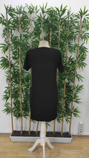Rochie scurtă din crep strălucitor, cu mânecă scurtă și decolteu în V pentru femei, 26680