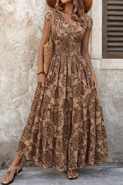 Rochie maxi Supreme pentru femei, cu mânecă scurtă, decolteu înfășurat și talie elastică, 34756