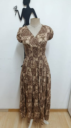 Rochie maxi Supreme pentru femei, cu mânecă scurtă, decolteu înfășurat și talie elastică, 34756