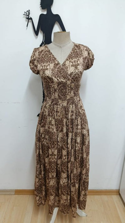 Rochie maxi Supreme pentru femei, cu mânecă scurtă, decolteu înfășurat și talie elastică, 34756