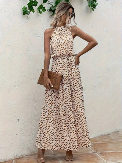 Women's Round Neck Elasticated Waist Patterned Supreme Dress, 25524