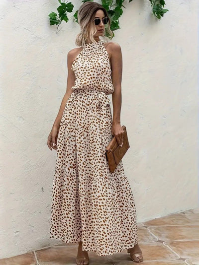 Women's Round Neck Elasticated Waist Patterned Supreme Dress, 25524
