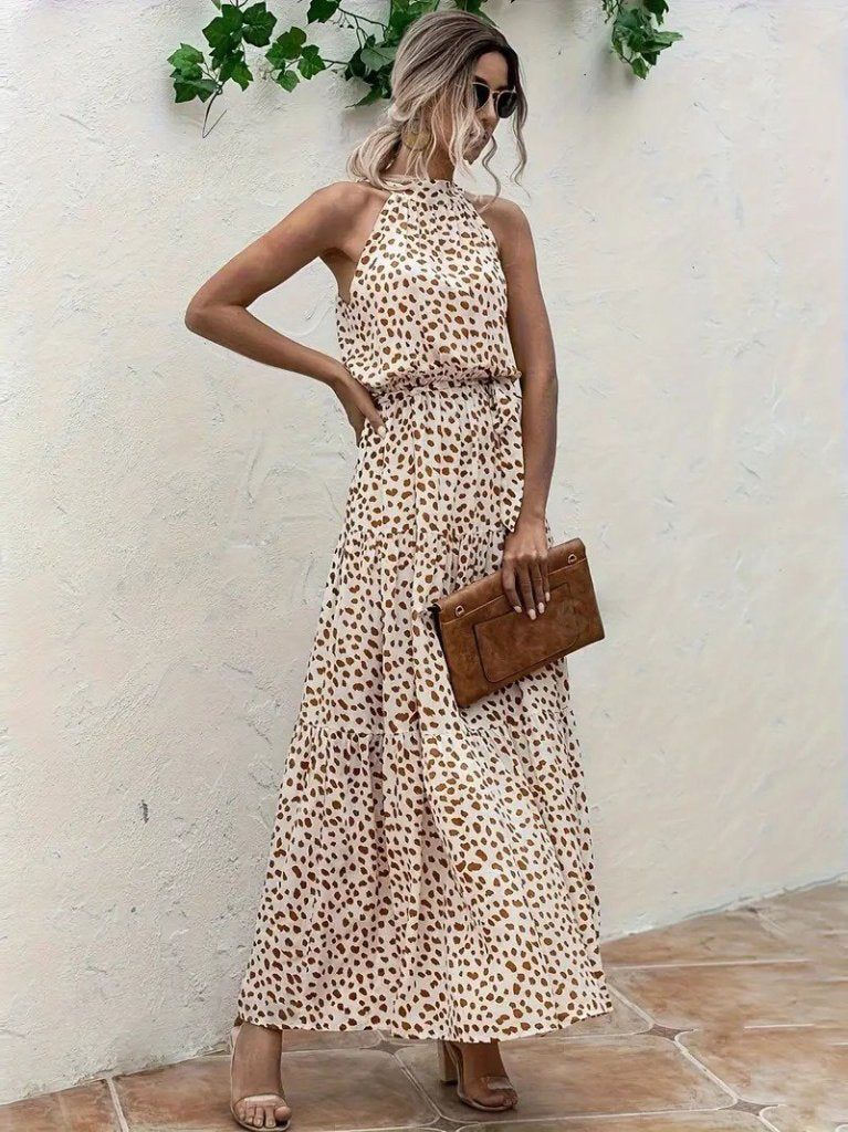 Women's Round Neck Elasticated Waist Patterned Supreme Dress, 25524