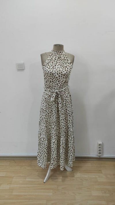 Women's Round Neck Elasticated Waist Patterned Supreme Dress, 25524