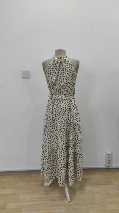 Women's Round Neck Elasticated Waist Patterned Supreme Dress, 25524