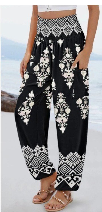Pantaloni Supreme cu talie înaltă și imprimeu elastic pentru femei, 26665