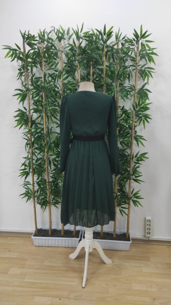 Rochie șifon damă, croi cloș, cu căptușeală, de lungime midi, cu decolteu petrecut, 25583