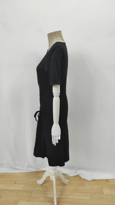 Rochie de damă cu mânecă scurtă, decolteu pătrat, cu șireturi, din crep strălucitor, 25896