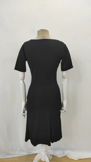 Rochie de damă cu mânecă scurtă, decolteu pătrat, cu șireturi, din crep strălucitor, 25896