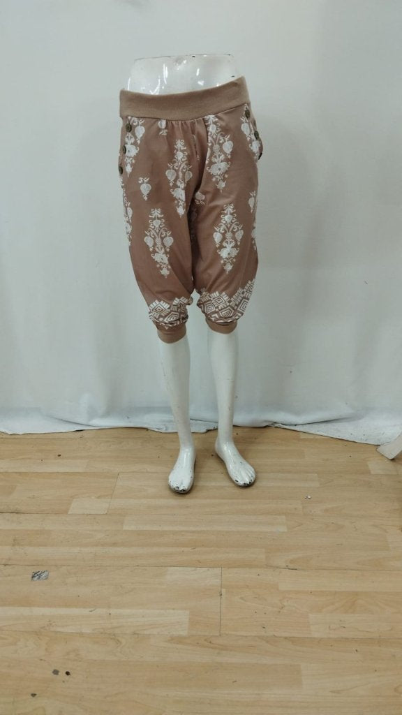 Kadın Beli Lastikli Etnik Desenli Kapri Süprem Pantolon, 25967