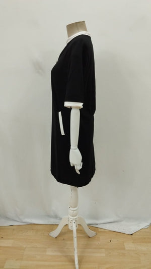 Rochie de damă din viscoză cu mânecă scurtă, fermoar, buzunare și crăpături laterale, 27160