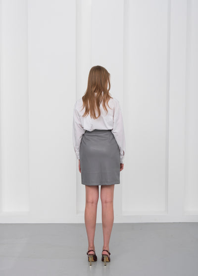 JEANE LEATHER SKIRT - Dark Gray